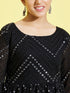 Girl's Black Mirror Kurta Pyjama Set